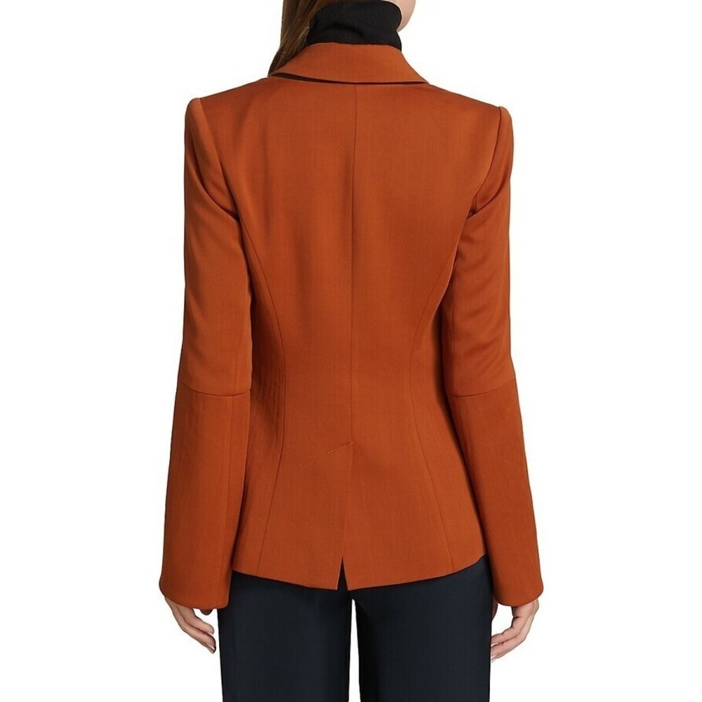 Ramy Brook Womens Blazer 0 Rust Orange Gold Zip Detail Flare Sleeve Jacket - Picture 12 of 16
